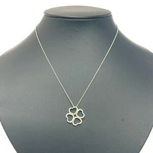 TIFFANY Co Silver Clover Heart Necklace